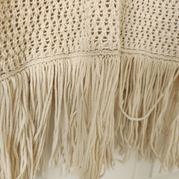 Michael Stars Crochet Fringe Knit Sleeveless Top Beige Soft Comfy Festival Boho - Picture 9 of 12
